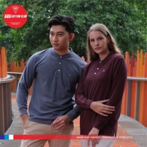 505 Kaos Waffle Lengan Panjang Kancing Henley