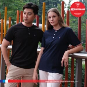 Kaos Waffle Lengan Pendek Kancing